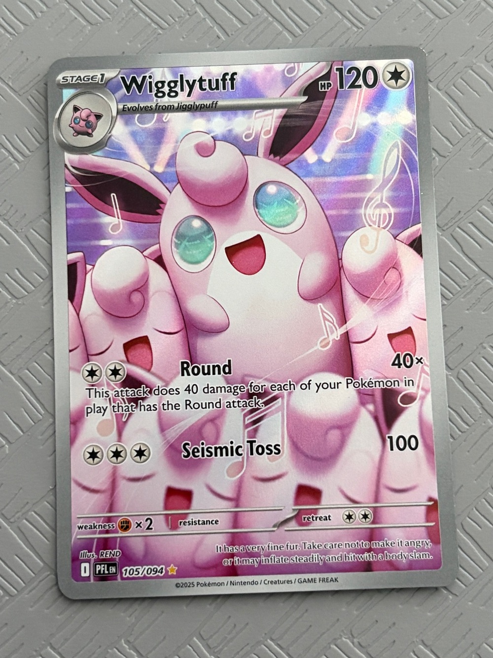 🌸 Wigglytuff Phantasmal Flames Pokemon Card - Illustration Rare 105/94 🌸🎼